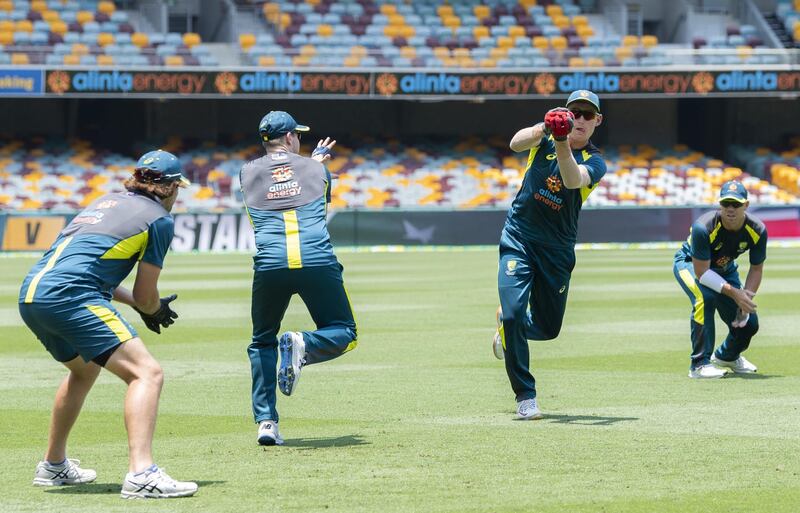 Australia's  Marnus Labuschagne catches the ball. Getty
