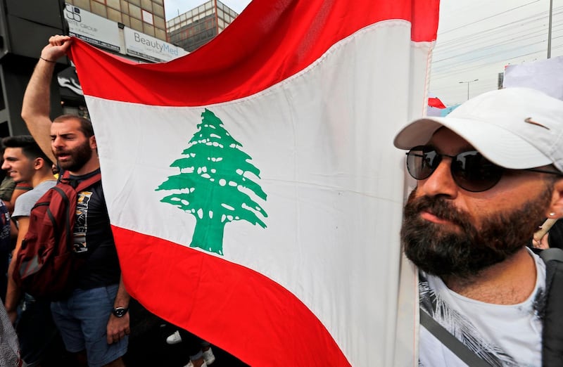 Lebanese demonstrators gather during a protest in Zouk Mikael. AFP