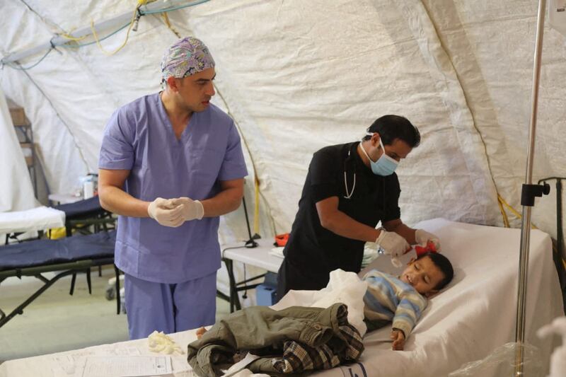 A picture released by the Jordanian military on December 1, 2023 shows the Jordanian field hospital in Gaza. Reuters