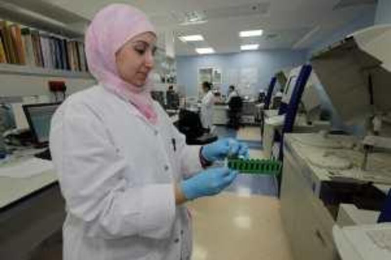 United Arab Emirates - Abu Dhabi - May 16 - 2010 : Doctors working in the laboratory at the Imperial College London Diabetes Centre (ICLDC)  ( Jaime Puebla / The National )