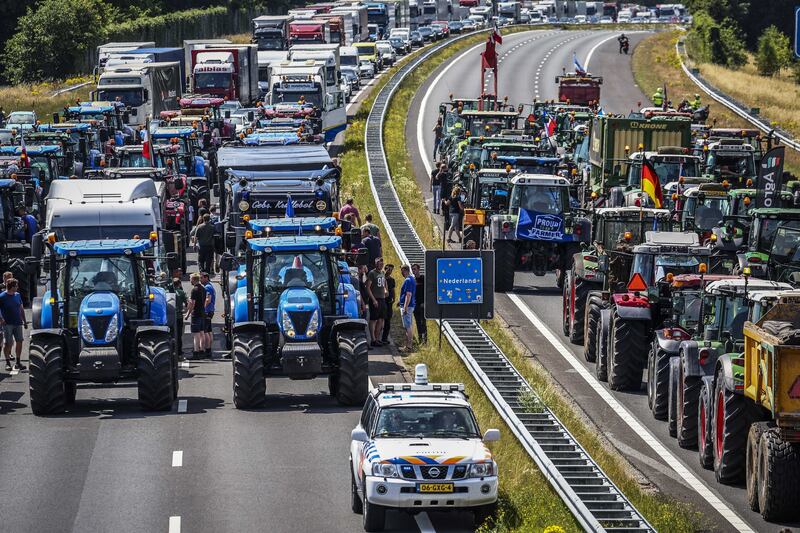 Farmers protest against the government's nitrogen plans, in the Netherlands. Dutch farmers are against the plans aimed at halving nitrogen emissions by 2030, which they say are particularly drastic for the agricultural sector.   EPA