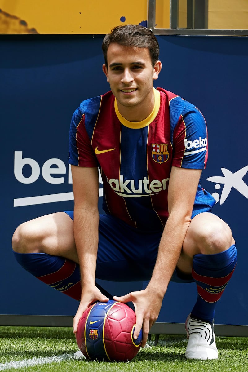 Spanish defender Eric Garcia poses during his presentation as new Barcelona player. EPA