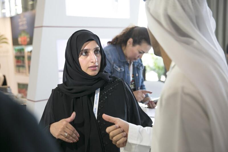 Khuloud Al Mazrouei, the assistant structure manager at Etihad Rail, at the Al Gharbia Development Forum on Tuesday, May 20. Silvia Razgova / The National
