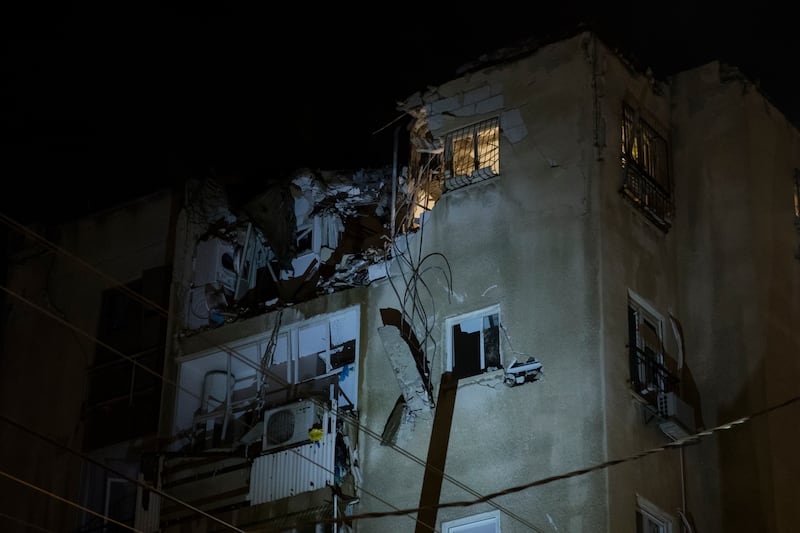 A building hit by a rocket fired from the Gaza Strip. Getty Images