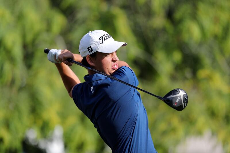 Dubai, United Arab Emirates - Reporter: Paul Radley and John McAuley: Josh Hill tees off on the 10th hole on the 1st day of the Omega Dubai Desert Classic. Thursday, January 23rd, 2020. Emirates Golf Club, Dubai. Chris Whiteoak / The National