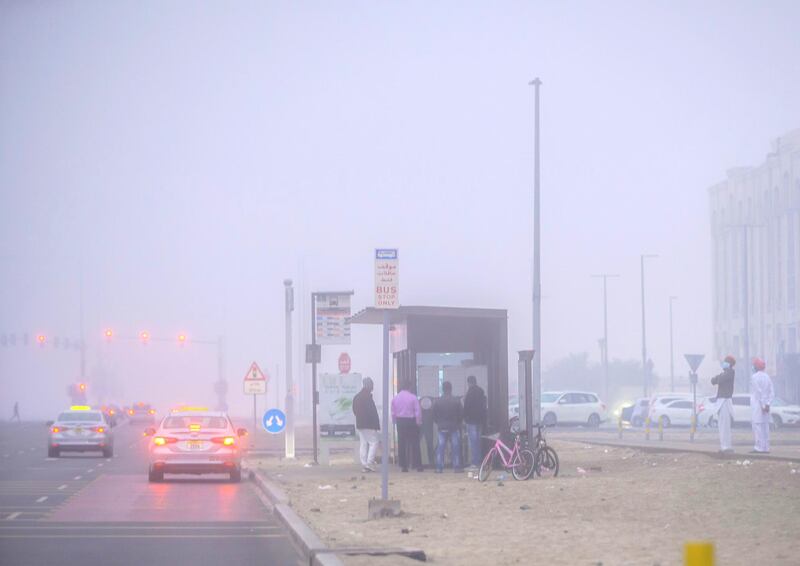 Abu Dhabi, United Arab Emirates, February 13, 2021. Foggy morning at Khalifa City, Abu Dhabi.
Victor Besa/The National
Section: Weather