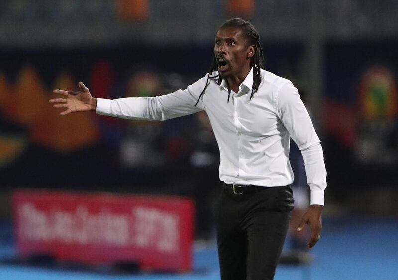 Soccer Football - Africa Cup of Nations 2019 - Semi-Final - Senegal v Tunisia - 30 June Stadium, Cairo, Egypt - July 14, 2019  Senegal coach Aliou Cisse reacts during the match  REUTERS/Suhaib Salem