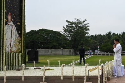 Congress Party leader Rahul Gandhi pays tribute at the assassination memorial of his father, former Indian prime minister Rajiv Gandhi. AFP