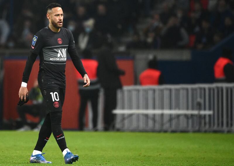 Paris Saint-Germain's Brazilian forward Neymar leaves the pitch. AFP