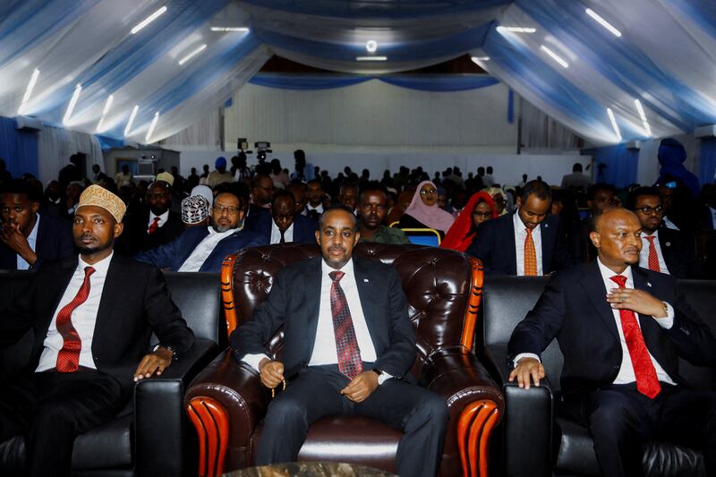 Somalia's Prime Minister Mohamed Hussein Roble attends the swearing-in of newly-elected parliamentarians in Mogadishu, on April 14.  Reuters