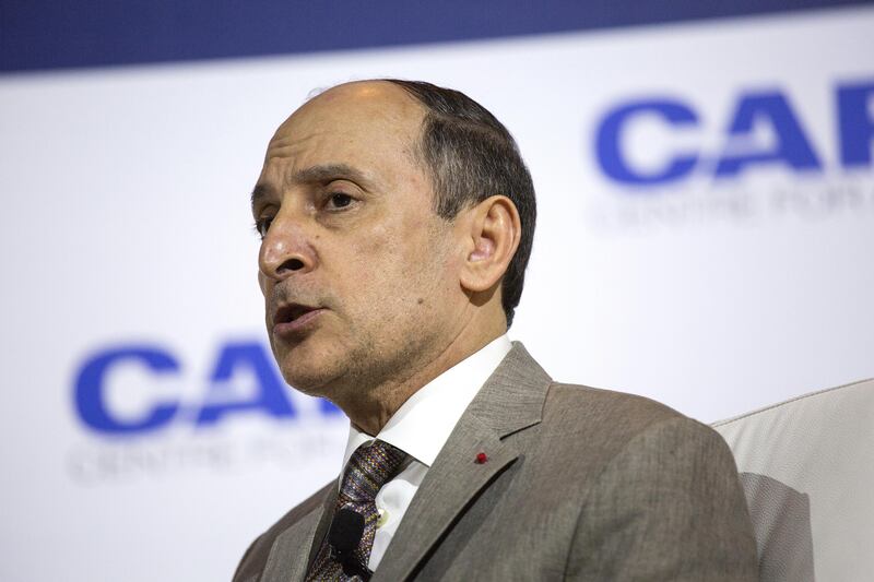 Akbar Al Baker, chief executive officer of Qatar Airways Ltd., speaks during the CAPA Asia Aviation and Corporate Travel Summit in Singapore, on Tuesday, Nov. 7, 2017. Qatar Airways is headed for an annual loss after a Saudi-led blockade of its home nation forced the scrapping of some routes and the diversion of others, Al Baker said in an interview. Photographer: Ore Huiying/Bloomberg