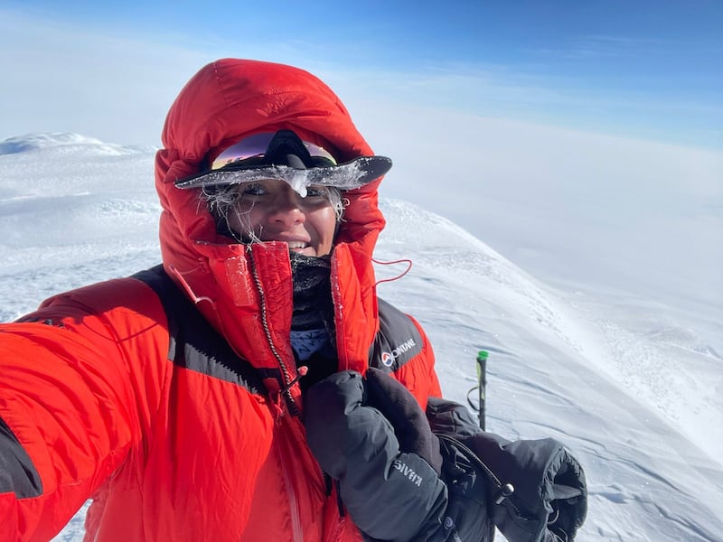 Ms Leon aims to climb all seven volcanic summits across the world in six months
