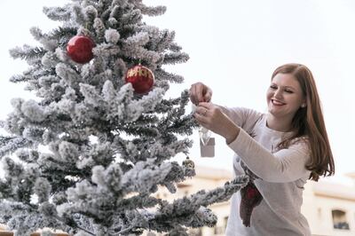 ABU DHABI, UNITED ARAB EMIRATES - NOV 17:

Natalie Christodoulides begins decorating her Christmas tree.

(Photo by Reem Mohammed/The National)

Reporter: Jessica Hill
Section: NA