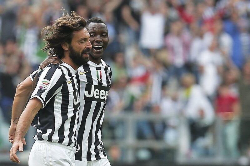 Andrea Pirlo's free-kick goal put Juventus up 1-0 on Sunday night against Cagliari. Marco Bertorello / AFP