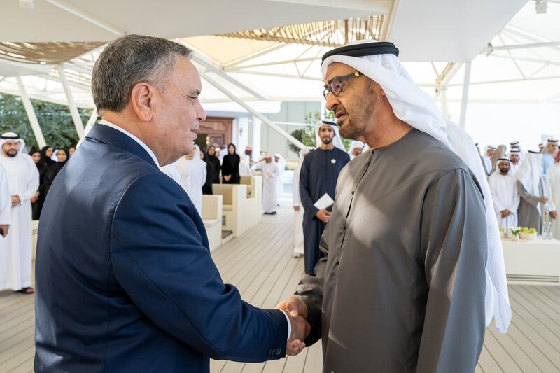 President Sheikh Mohamed receives Salah Boucha, Special Envoy of the President of Algeria, during a Sea Palace barza.
All photos: UAE Presidential Court 