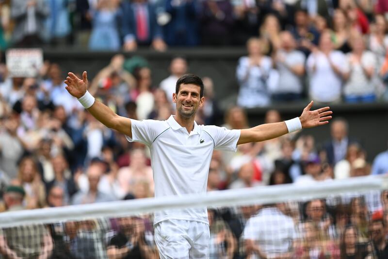 Serbia's Novak Djokovic celebrates after sealing his 20th Grand Slam title. EPA