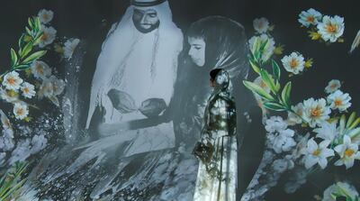 Abdulla includes a tribute to the late Sheikh Zayed in her video work. Courtesy the artist