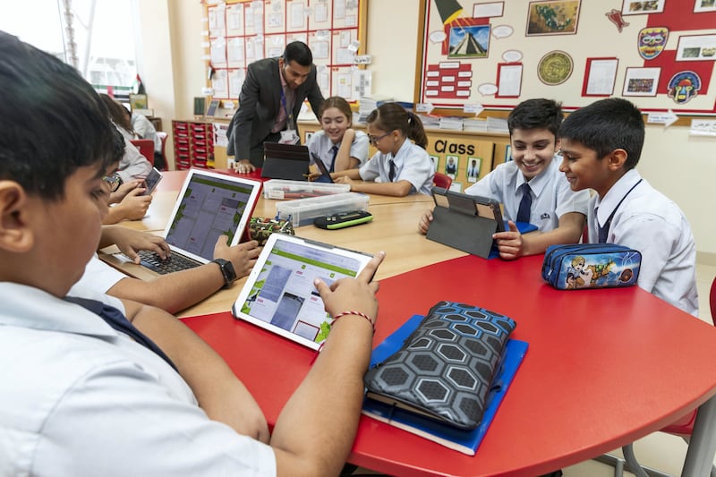 DUBAI, UNITED ARAB EMIRATES. 24 MAY 2018. Students at the Kings School in Al Barsha uses the Pobble app on ipads during a class at school. (Photo: Antonie Robertson/The National) Journalist: Anam Rizvi. Section: National.