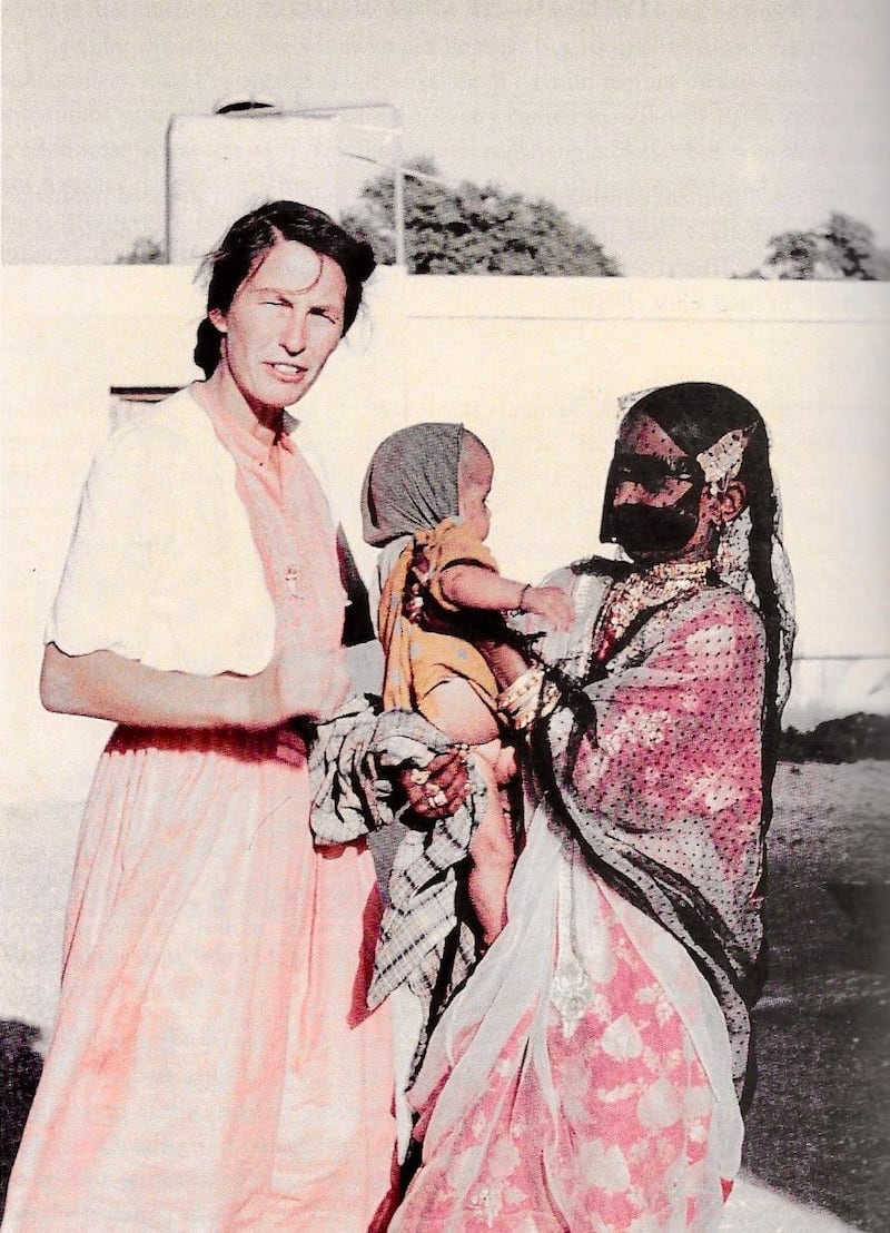 Dr Marian Kennedy with a mother and child at the makeshift clinic she set up in Al Ain in 1960. Courtesy: UAE National Archives