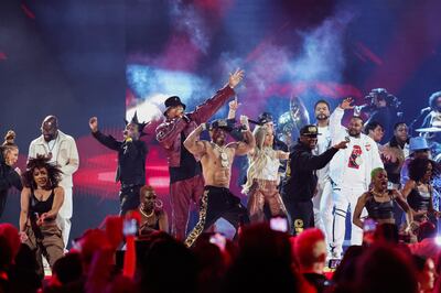 Hip-Hop 50 performance during the 2023 Grammy Awards in Los Angeles. Reuters