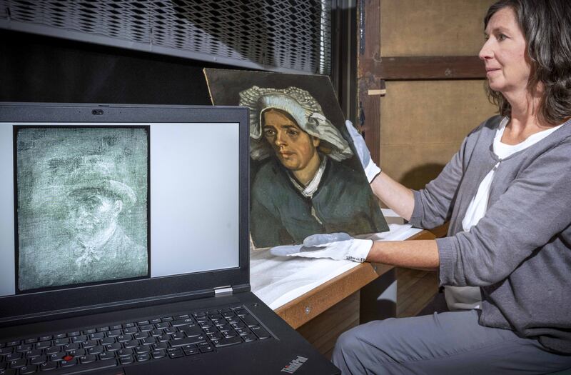 A X-ray self portrait of Vincent Van Gogh is believed to have been found on the back of the Dutch artist's painting, 'Head of a Peasant Woman'.  PA Media