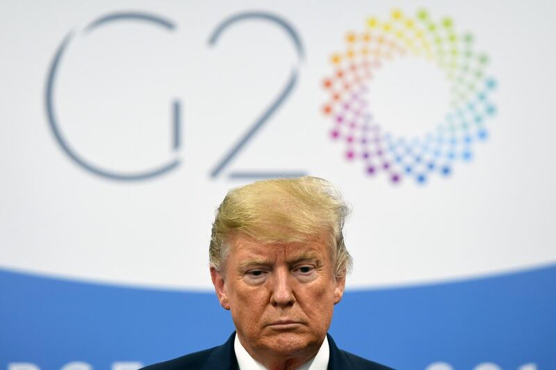 (FILES) In this file photo taken on November 30, 2018 US President Donald Trump gestures during a meeting in the sidelines of the G20 Leaders' Summit in Buenos Aires. In 2018, in the country that gave us young leaders like John F. Kennedy and Barack Obama, political power has been grabbed by politicians in their seventies and eighties. What is the secret energy that fuels politicians like 72-year-old Donald Trump and the 78-year-old likely House speaker Nancy Pelosi? Their engagement, ambition and intellectual activity are all factors, experts on elderly health care say.  / AFP / SAUL LOEB
