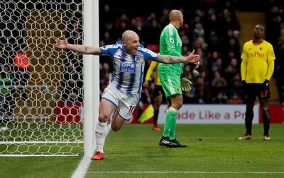 Soccer Football - Premier League - Watford vs Huddersfield Town - Vicarage Road, Watford, Britain - December 16, 2017   Huddersfield Town’s Aaron Mooy celebrates scoring their second goal     REUTERS/David Klein    EDITORIAL USE ONLY. No use with unauthorized audio, video, data, fixture lists, club/league logos or "live" services. Online in-match use limited to 75 images, no video emulation. No use in betting, games or single club/league/player publications.  Please contact your account representative for further details.