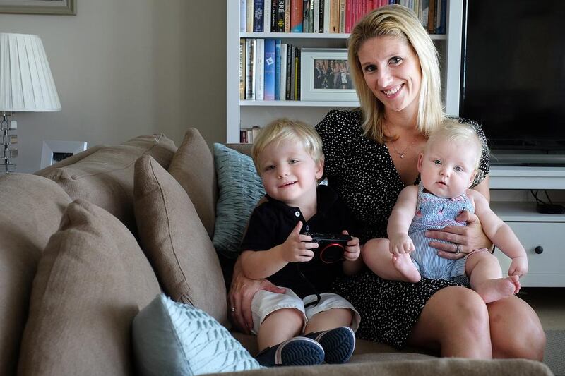 Working mother Rebecca Montagu-Williams, with her son Henry, left, and daughter, Alice, says the combined costs of the support she needs are ‘eye watering’. Delores Johnson / The National 