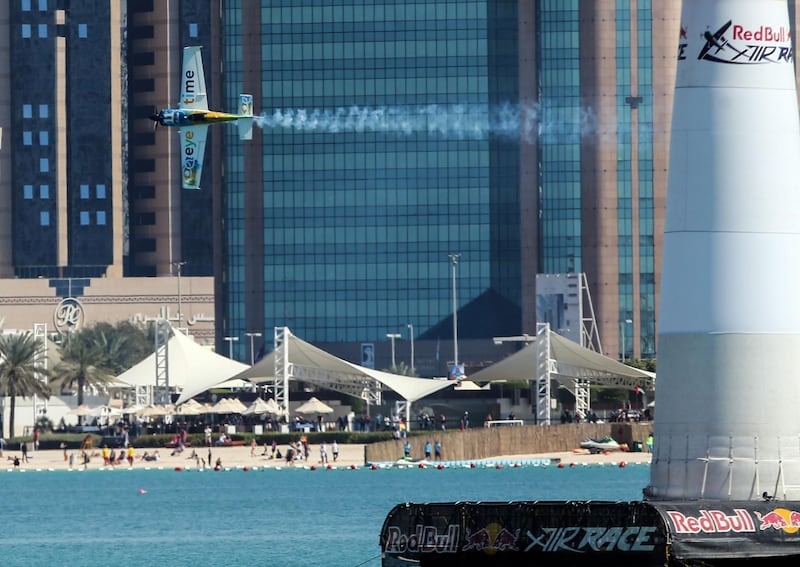 Mika Brageot of France flies along the Corniche. AFP
