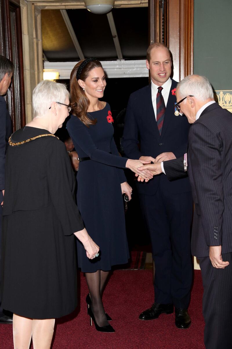 LONDON, ENGLAND - NOVEMBER 09: Catherine, Duchess of Cambridge and Prince William, Duke of Cambridge attend the annual Royal British Legion Festival of Remembrance at the Royal Albert Hall on November 09, 2019 in London, England. (Photo by Chris Jackson/- WPA Pool/Getty Images)