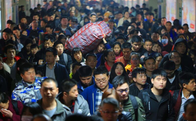Hunan train passengers seen in the rush ahead of Chinese Lunar New Year. Reuters