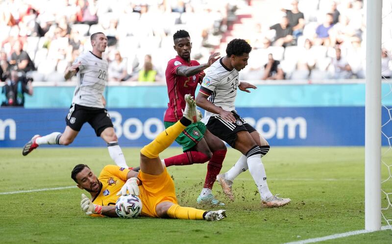 PORTUGAL RATINGS: Rui Patricio - 7: Wolverhampton Wanderers goalkeeper produced two fine stops from a Havertz drive and Gnabry strike at start and end of first half - amongst other good saves - on busy afternoon. Had less joy preventing teammates scoring own goals. AP
