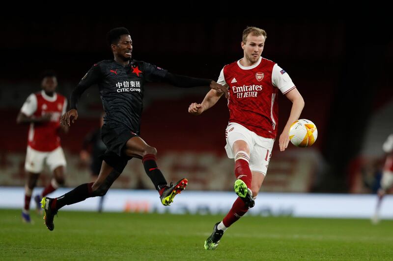 Rob Holding 8 - A strong defensive performance from Holding who also saw a lot of the ball and played a number of key passes in behind the Slavia Prague defence. AP