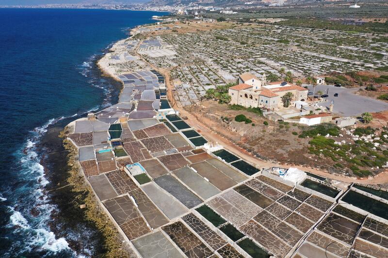 Salt evaporation ponds in Anfeh, northern Lebanon. Reuters