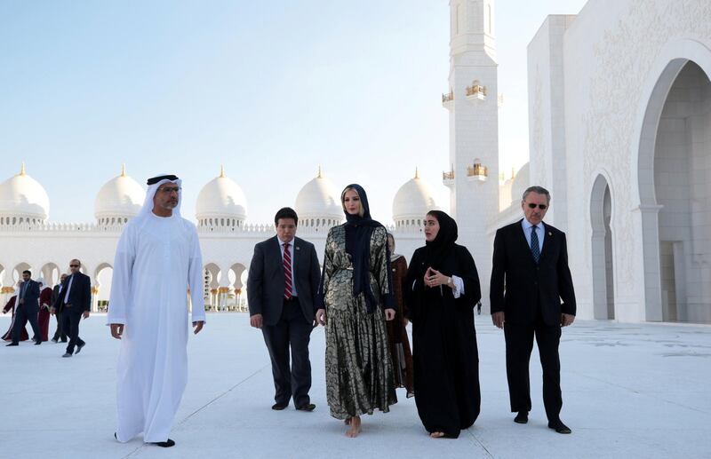 Ivanka Trump visits the Sheikh Zayed Grand Mosque in Abu Dhabi. Reuters