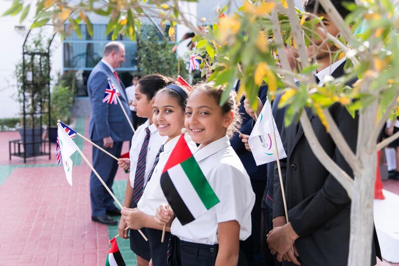 DUBAI, UNITED ARAB EMIRATES - March 23 2019.

Students from GEMS Wellington School await the arrival of  His Royal Highness The Prince Edward, Earl of Wessex; Chair of The Duke of Edinburgh’s International Award Foundation.

The Duke of Edinburgh’s International Award held its first ever UAE Gold Award Ceremony. Hosted by GEMS Wellington International School, 29 young people from eight schools were recognised and presented with the top international honour, receiving their Gold Award from His Royal Highness The Prince Edward, Earl of Wessex; Chair of The Duke of Edinburgh’s International Award Foundation.

 (Photo by Reem Mohammed/The National)

Reporter: 
Section:  NA