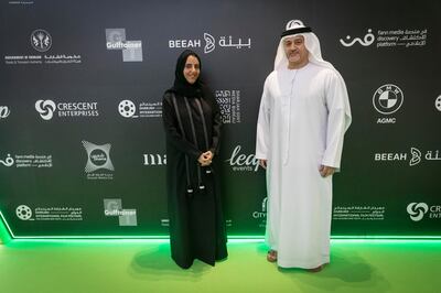 Siff director Sheikha Jawaher bint Abdullah Al Qasimi with panellist Mohamed Haji. Antonie Robertson / The National