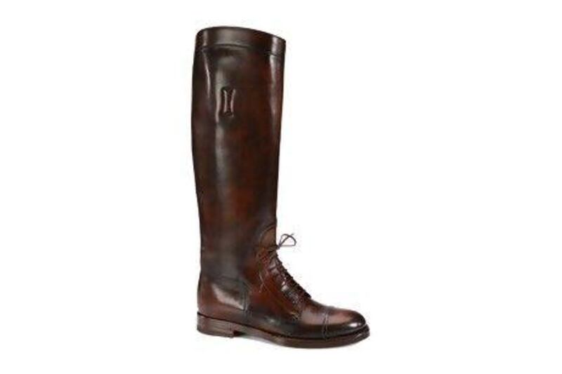 Lace up leather riding boots, Gucci, Dh4,773. Courtesy Saks.com