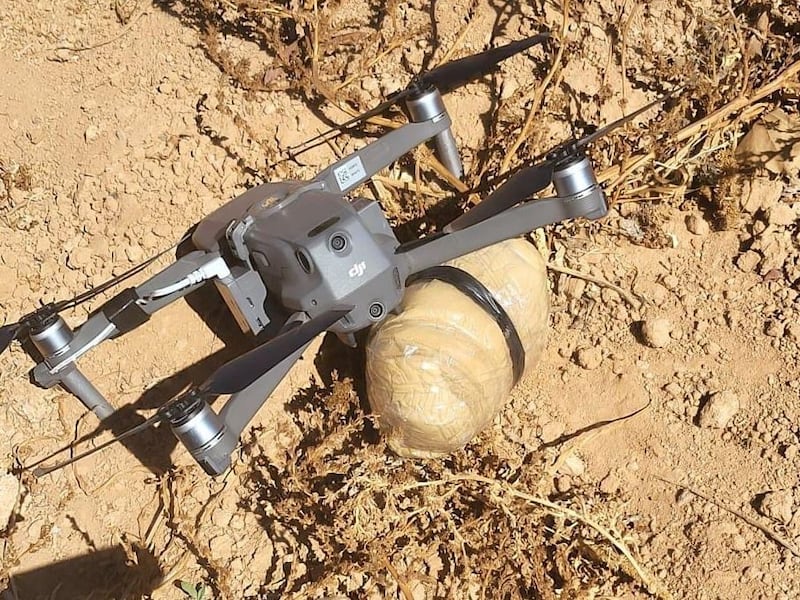 One of the two drones carrying drugs that was flying into Jordanian territory from neighbouring Syria on Tuesday. Reuters