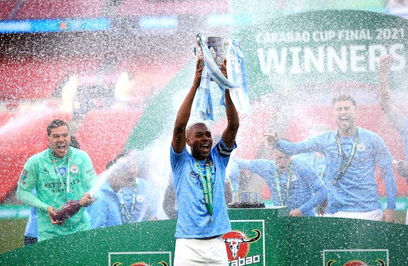 Centre midfield: Fernandinho (Manchester City) – Won a record sixth League Cup after delivering a dominant display in the centre of the Wembley pitch against Tottenham. PA