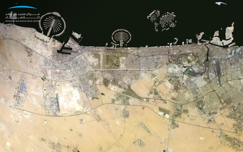 Dubai's recognisable coastline is pictured in 2020. Courtesy: Mohammed bin Rashid Space Centre