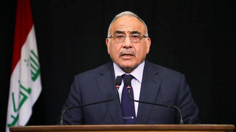 Iraqi Prime Minister Adel Abdul Mahdi gives a televised speech in Baghdad,Iraq October 9, 2019. Iraqi Prime Minister Media Office/Handout via REUTERS ATTENTION EDITORS - THIS IMAGE WAS PROVIDED BY A THIRD PARTY. NO RESALES. NO ARCHIVES.