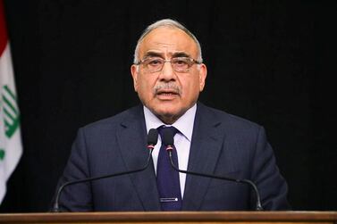 Iraqi Prime Minister Adel Abdul Mahdi gives a televised speech in Baghdad,Iraq October 9, 2019. Iraqi Prime Minister Media Office/Handout