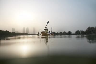 A group kayaks in Abu Dhabi's Eastern Mangroves. Courtesy TCA Abu Dhabi