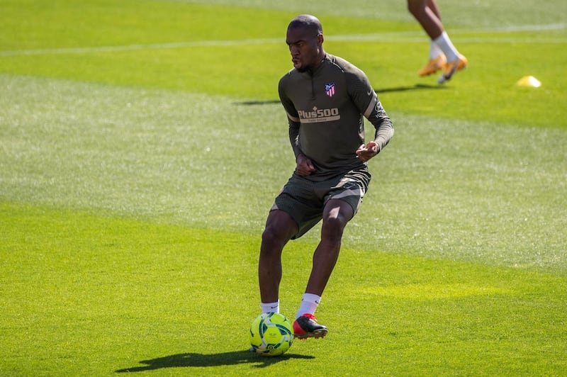 Atletico Madrid's midfielder Geoffrey Kondogbia trains ahead of the title-deciding match against Real Valladolid. EPA