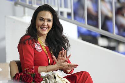 Preity Zinta co owner of the Kings XI Punjab during match 31 of season 13 of the Indian Premier League (IPL ) between the Royal Challengers Bangalore and the Kings XI Punjab held at the Sharjah Cricket Stadium, Sharjah in the United Arab Emirates on the 15th October 2020.  Photo by: Arjun Singh  / Sportzpics for BCCI