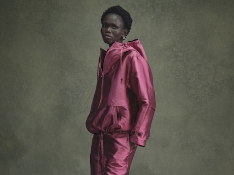 Sportswear in raspberry satin by Noon by Noor, part of the autumn/winter 2022 London Fashion Week. All photos: Noon by Noor