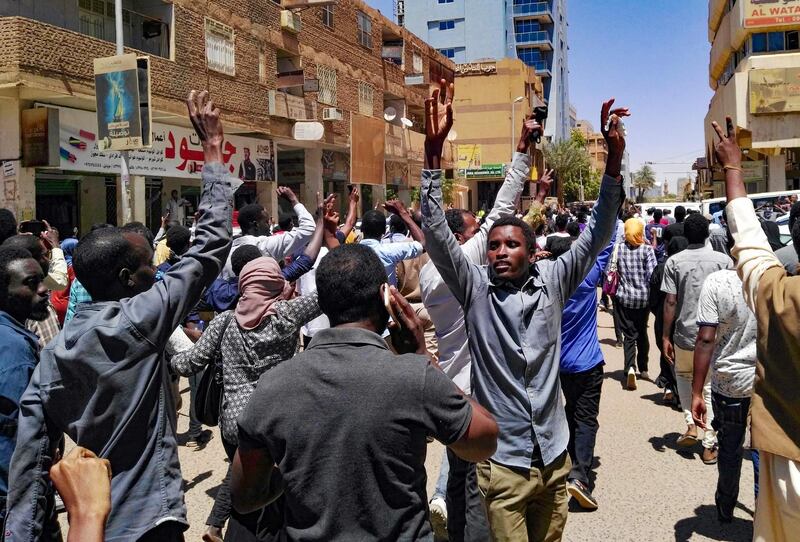 Sudanese protesters chant slogans during an anti-government demonstration in the capital Khartoum. AFP