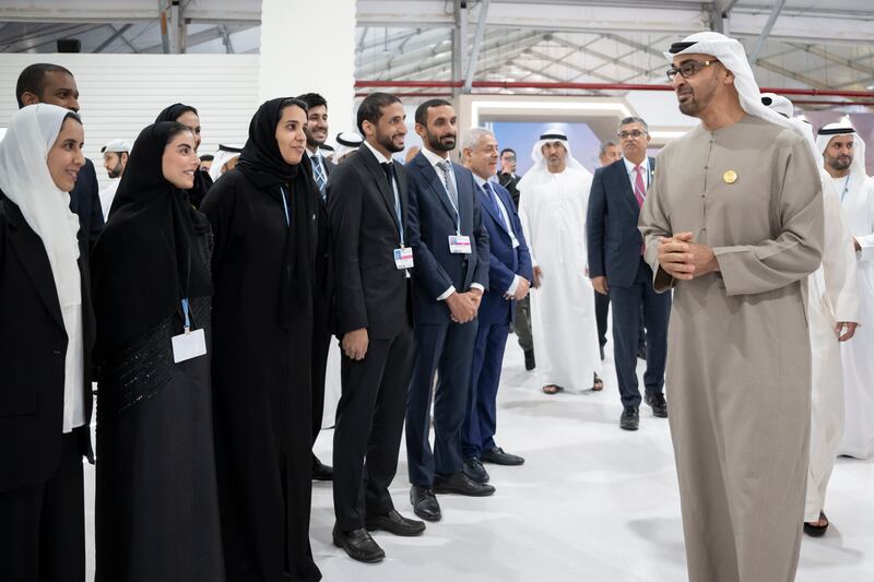 Sheikh Mohamed visits the UAE Pavilion. Rashed Al Mansoori / UAE Presidential Court 