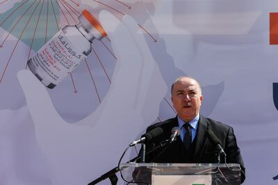 Algeria's Prime Minister Ayman Benabderrahmane speaks during the inauguration of a production facility for the Chinese Sinovac vaccine against Covid-19, in Constantine, Algeria on September 29, 2021.  Reuters